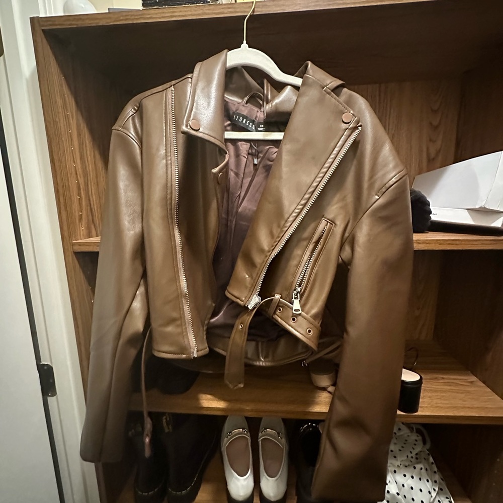 Brown leather jacket